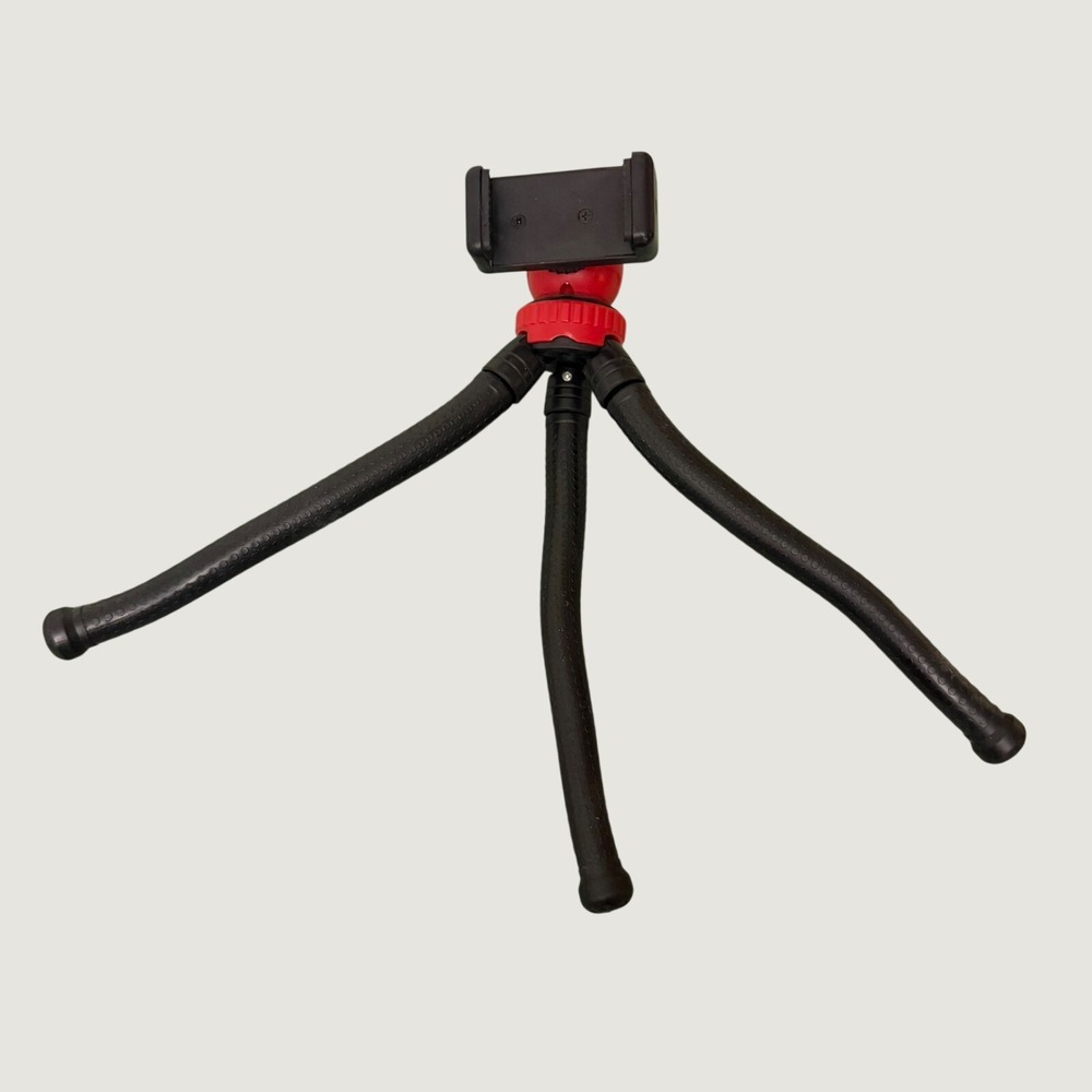 Flexible Octopus Tripod Stand for Smartphone Vlogging Black and Red Adjustable